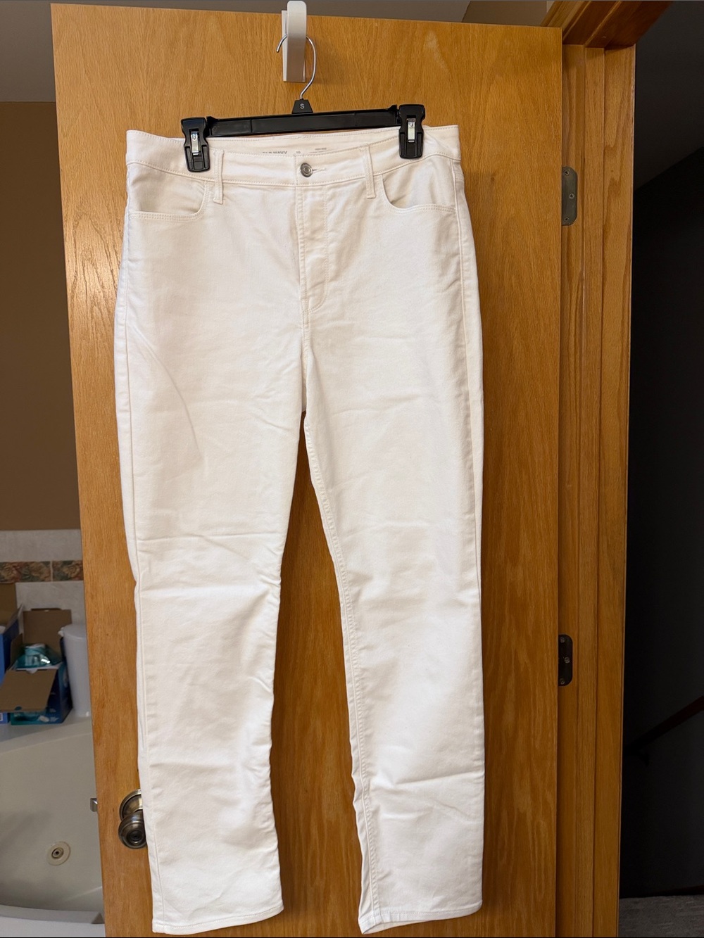 Old Navy White High-Rise Straight Jeans